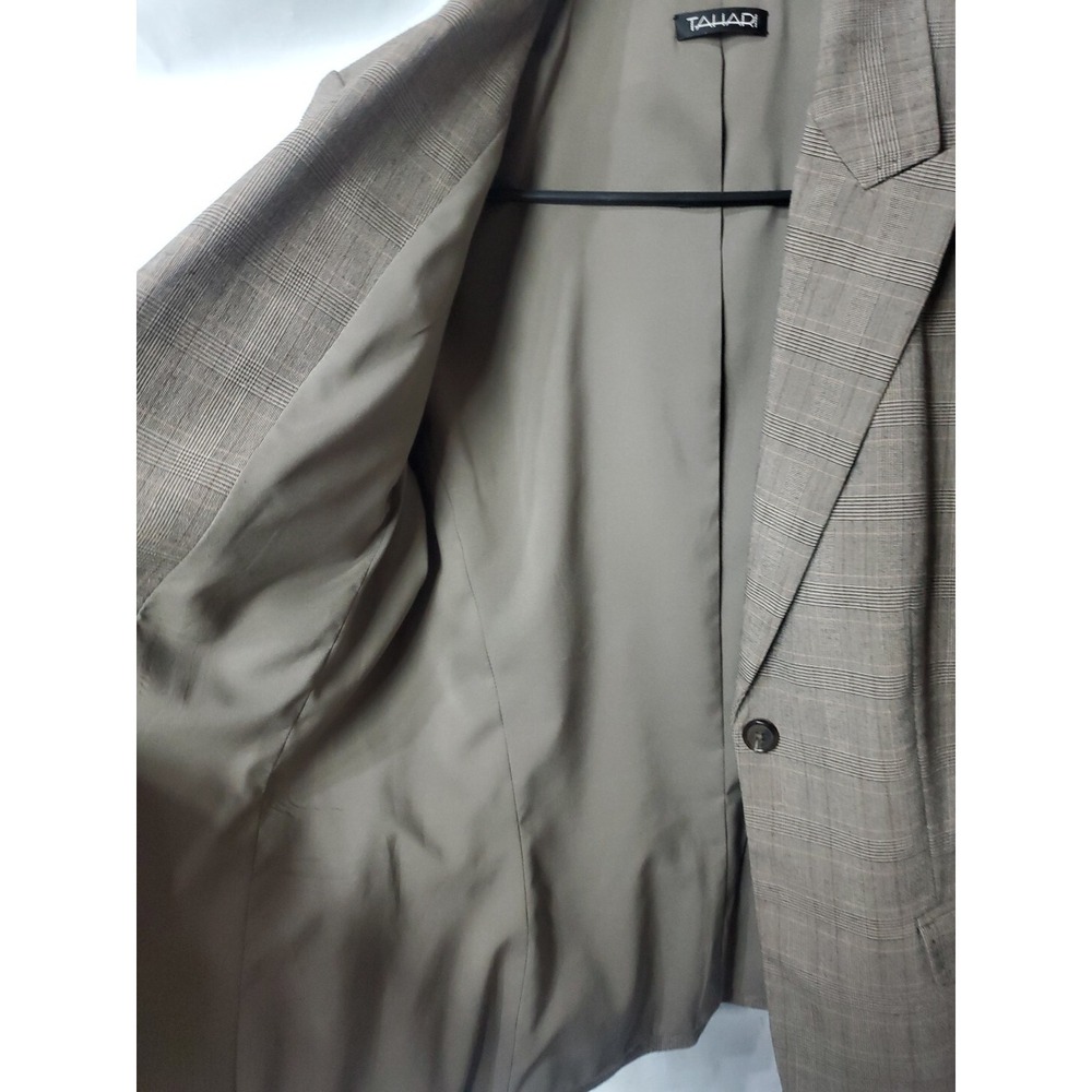 Tahari women's blazer jacket sz 8‎ Brown Gray Check Career Preppy Office Fall - Picture 5 of 11